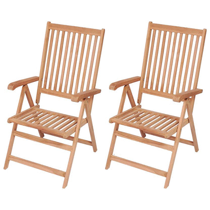 vidaXL Reclining Folding Chairs Solid Teak Wood