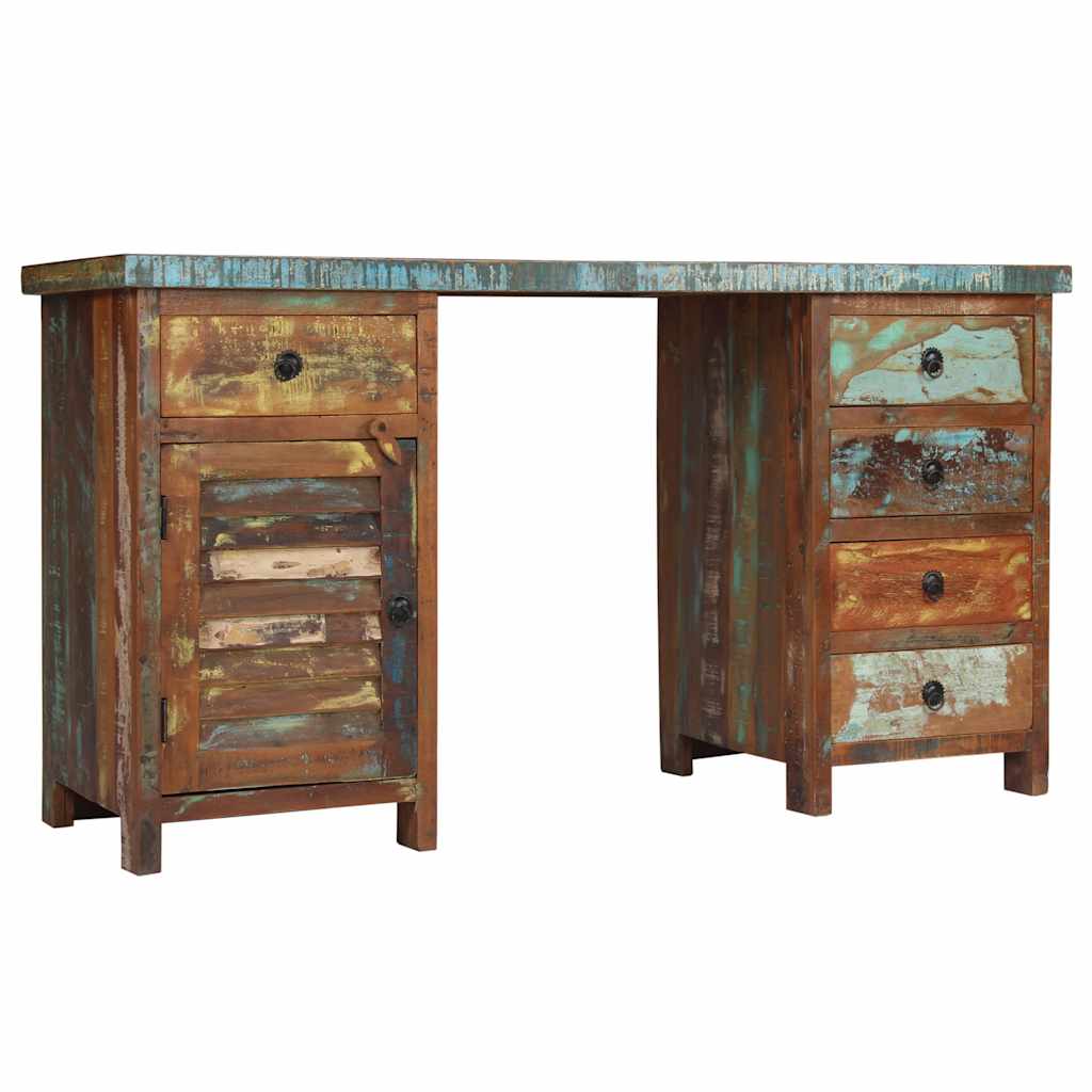 244846 vidaXL Pedestal Desk Solid Reclaimed Wood 140x50x77 cm 2