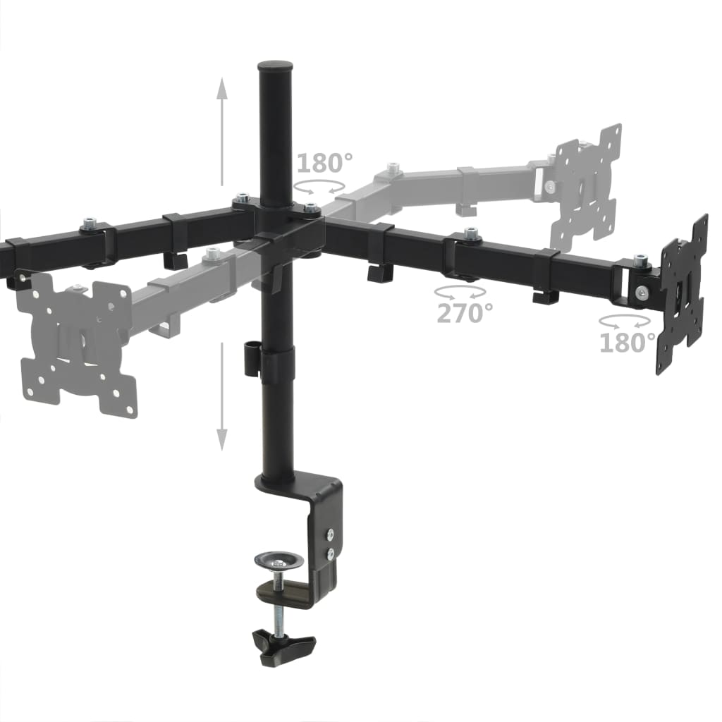 vidaXL Monitor Desk Mount 32" Double Arms Height Adjustable