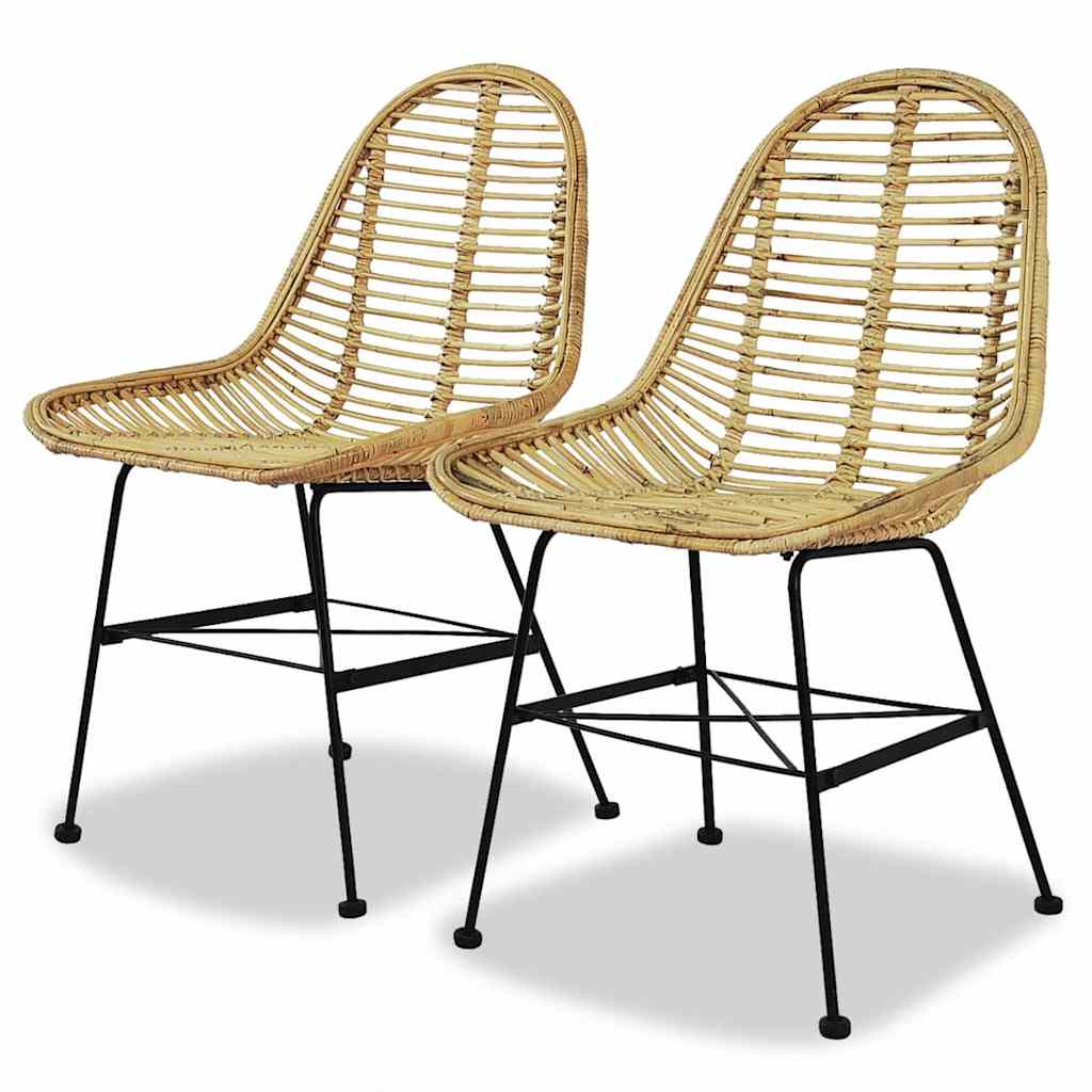Dining Chairs Natural Rattan Beige 2