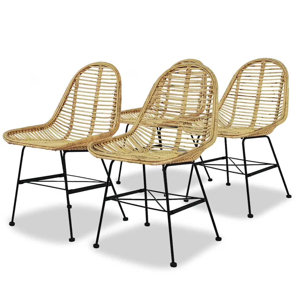 Dining Chairs Natural Rattan Beige 4