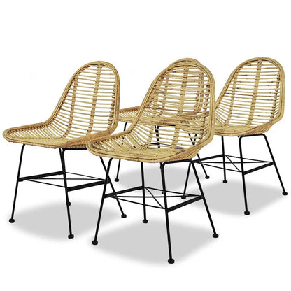 Dining Chairs Natural Rattan Beige 4