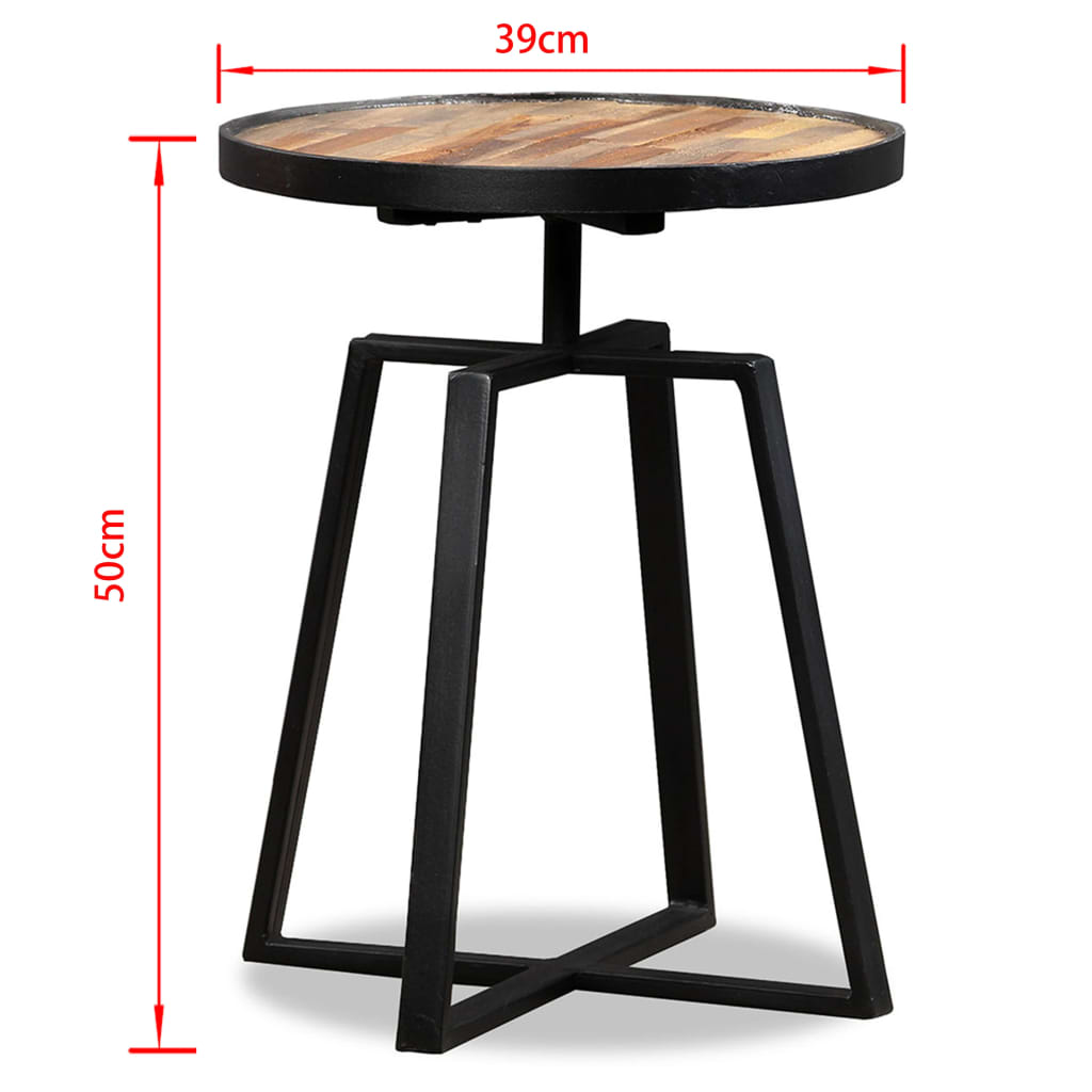 vidaXL Side Table Round Solid Reclaimed Teak