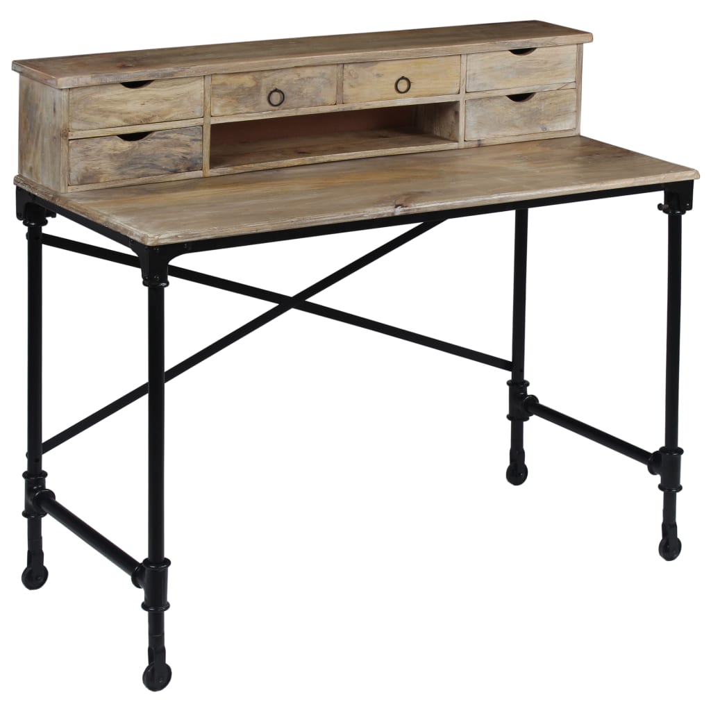 244947 vidaXL Writing Desk Solid Mango Wood and Steel 110x50x96 cm 1