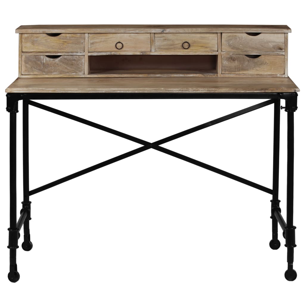 244947 vidaXL Writing Desk Solid Mango Wood and Steel 110x50x96 cm 3
