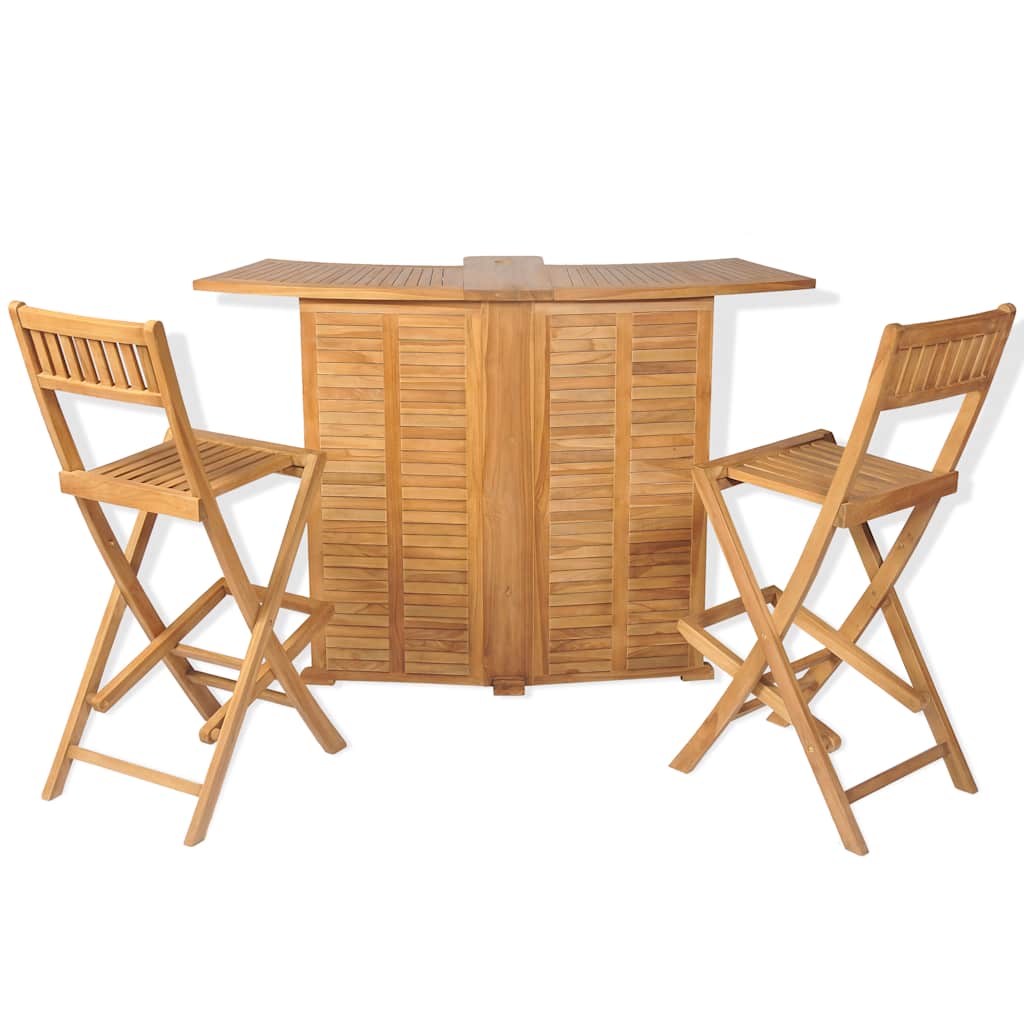 43805 vidaXL 3 Piece Bistro Set with Folding Chairs Solid Teak Wood 2