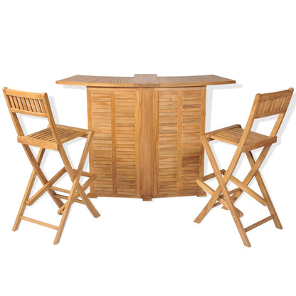 43805 vidaXL 3 Piece Bistro Set with Folding Chairs Solid Teak Wood 2