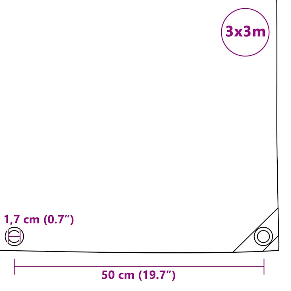 Tarpaulin 650 g/m² with Eyelets Blue 1 x 2.5 m – 5 x 5 m 3 x 3 m