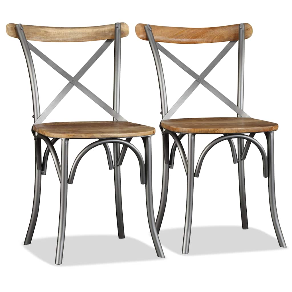 vidaXL Dining Chairs 6 pcs Solid Mango Wood and Steel Cross Back 5