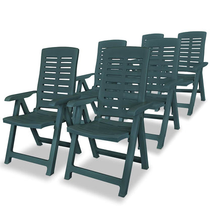 vidaXL Reclining Folding Chairs 6 pcs Plastic Green 1