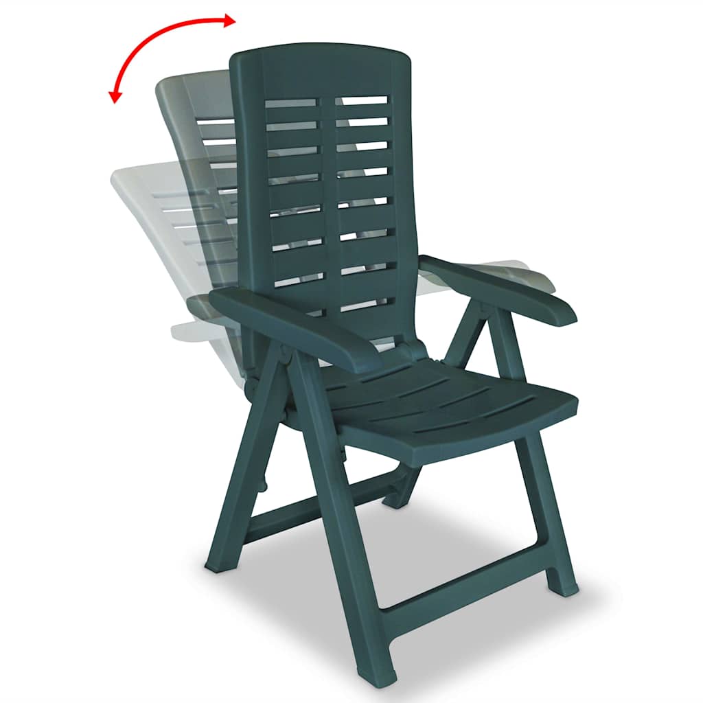 vidaXL Reclining Folding Chairs 6 pcs Plastic Green 6