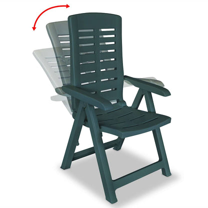 vidaXL Reclining Folding Chairs 6 pcs Plastic Green 6
