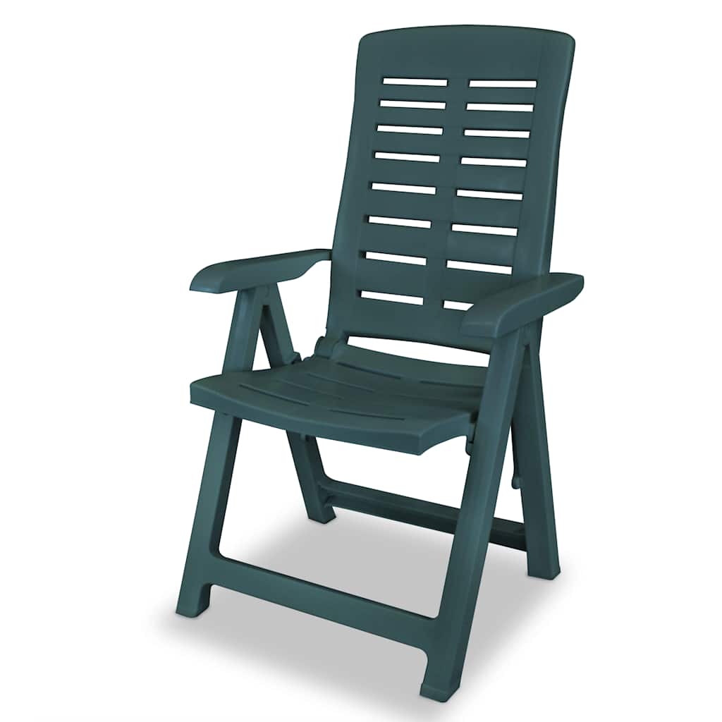 vidaXL Reclining Folding Chairs 6 pcs Plastic Green 2