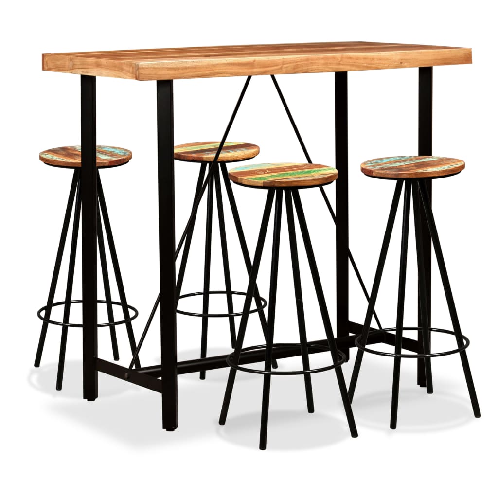 vidaXL Bar Set 5 Pieces Solid Acacia and Reclaimed Wood 1
