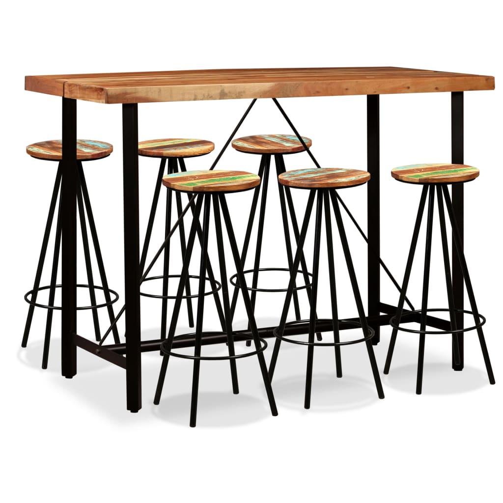 vidaXL Bar Set 7 Pieces Solid Acacia and Reclaimed Wood 1