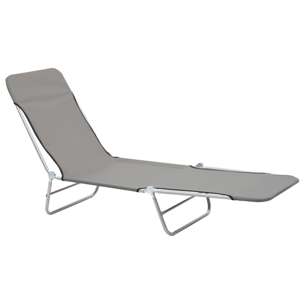 vidaXL Folding Sun Loungers 2 pcs Steel and Fabric Grey