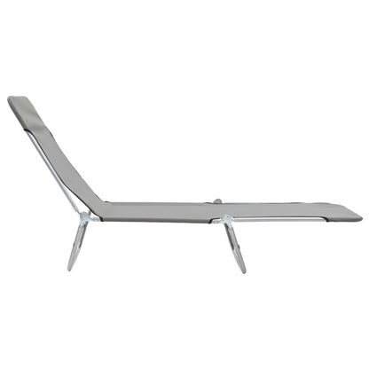 vidaXL Folding Sun Loungers 2 pcs Steel and Fabric Grey