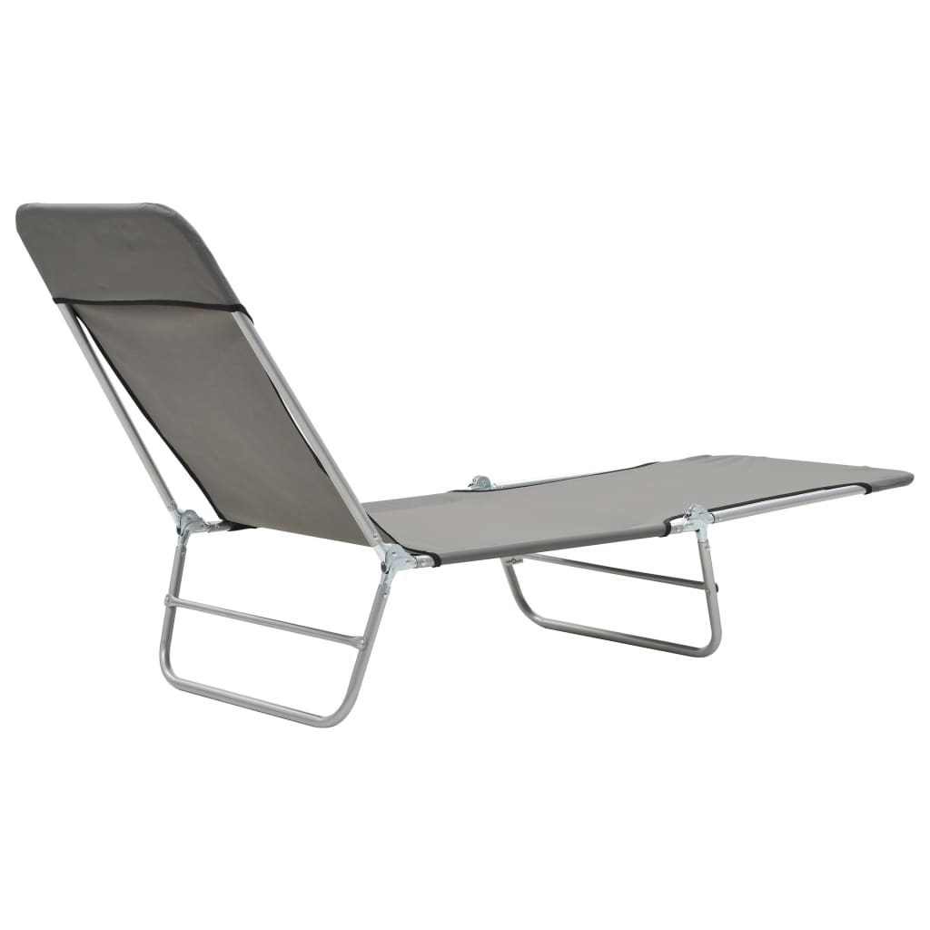 vidaXL Folding Sun Loungers 2 pcs Steel and Fabric Grey