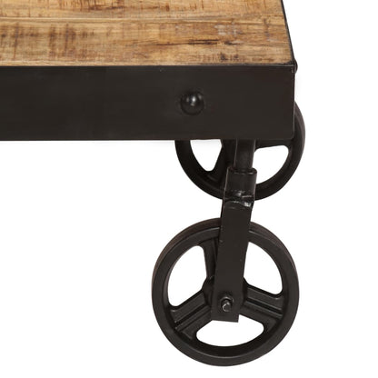 vidaXL Coffee Table with Wheels Solid Mango Wood 100x60x26 cm