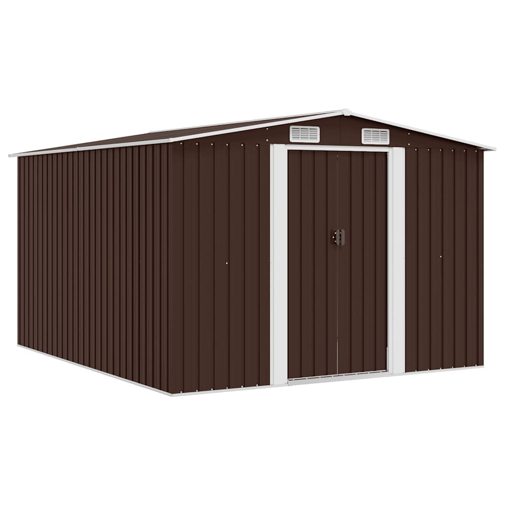 vidaXL Garden Shed 257x298x178 cm Metal Brown 2