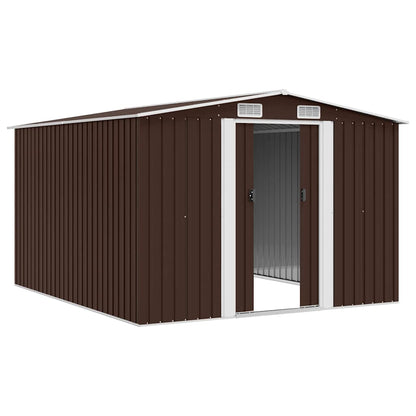 vidaXL Garden Shed 257x298x178 cm Metal Brown 3