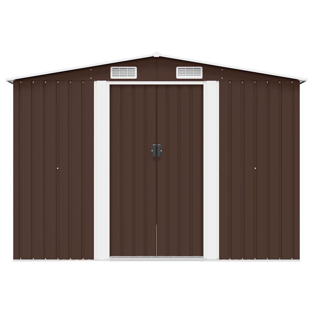 vidaXL Garden Shed 257x298x178 cm Metal Brown 4