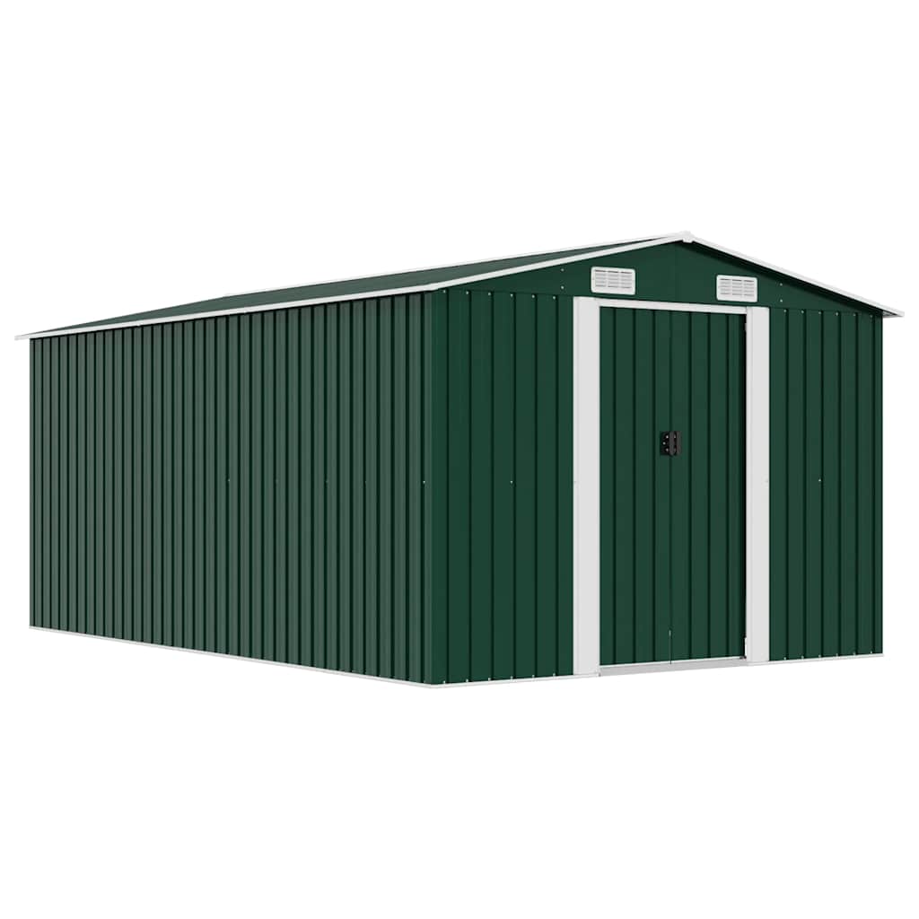 vidaXL Garden Shed 257x392x181 cm Metal Green 1
