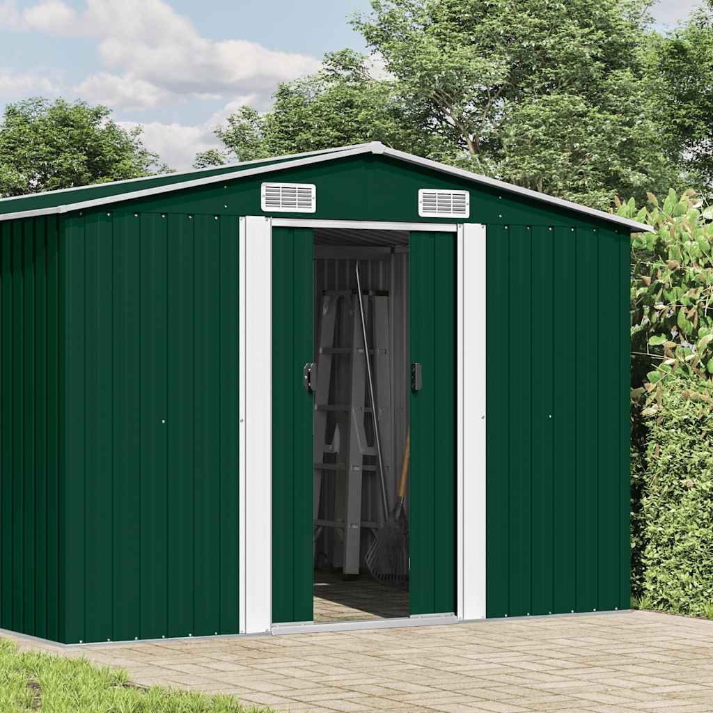 vidaXL Garden Shed 257x392x181 cm Metal Green 2