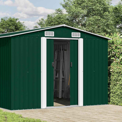 vidaXL Garden Shed 257x392x181 cm Metal Green 2