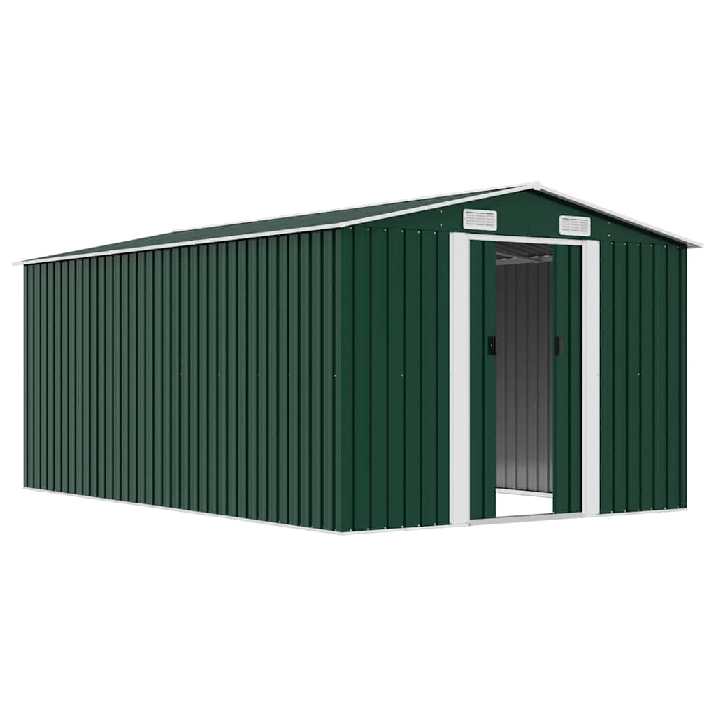 vidaXL Garden Shed 257x392x181 cm Metal Green 4