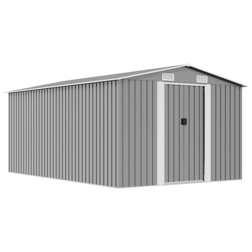 vidaXL Garden Shed 257x392x181 cm Metal Grey 2
