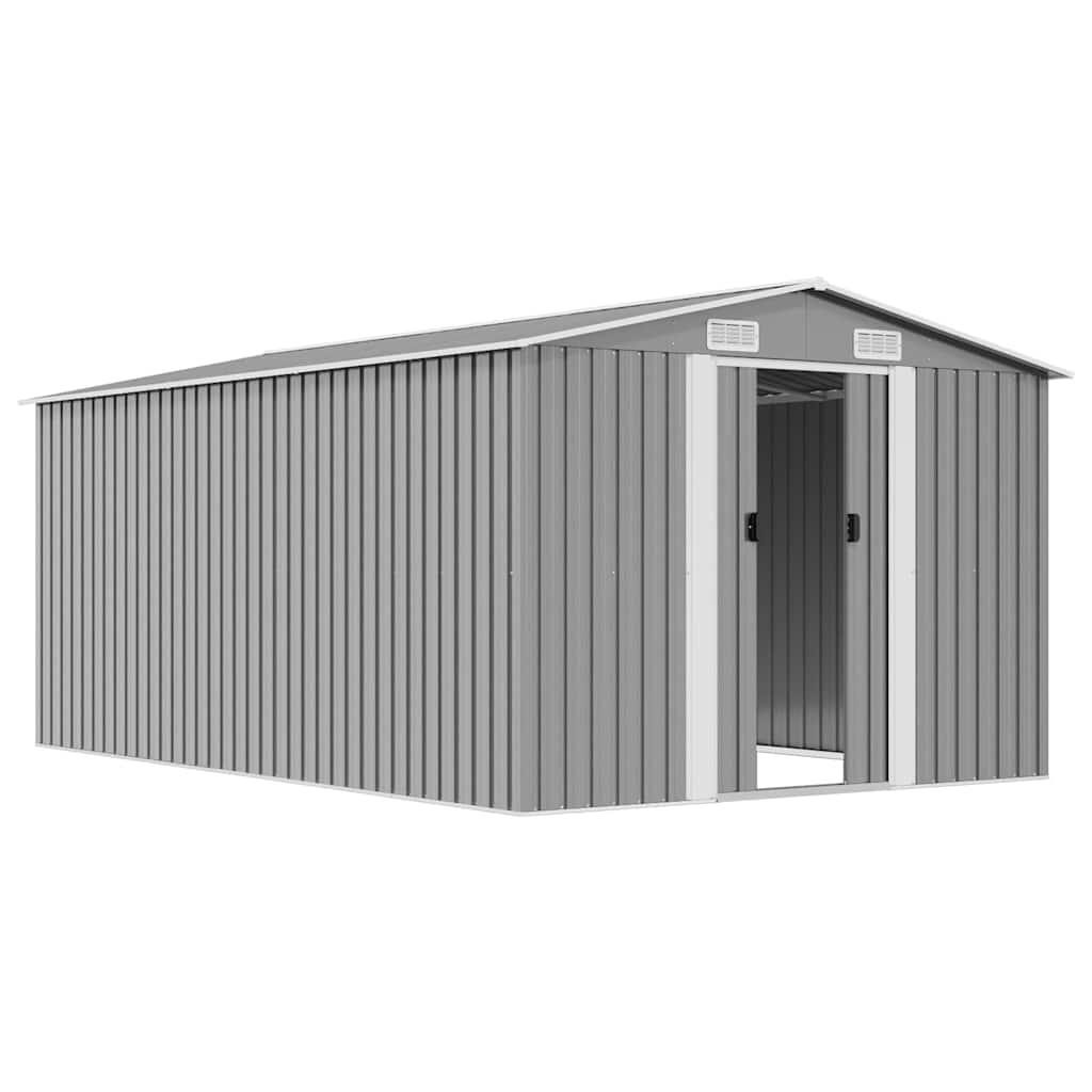 vidaXL Garden Shed 257x392x181 cm Metal Grey 5