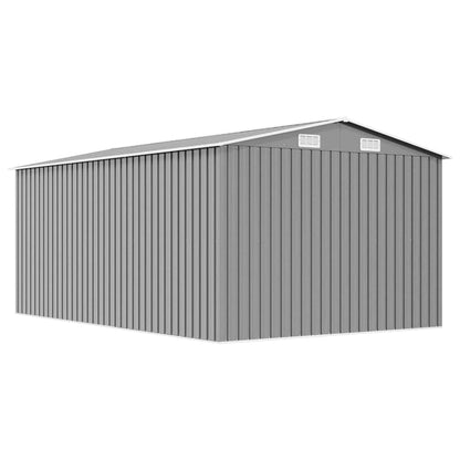 vidaXL Garden Shed 257x392x181 cm Metal Grey 6