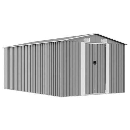 vidaXL Garden Shed 257x392x181 cm Metal Grey 1