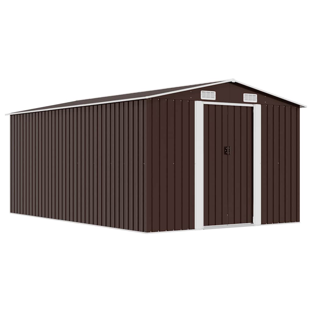vidaXL Garden Shed 257x392x181 cm Metal Brown 1