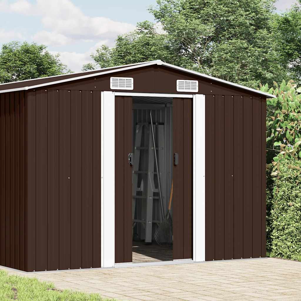 vidaXL Garden Shed 257x392x181 cm Metal Brown 2