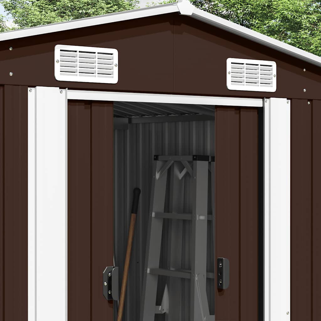 vidaXL Garden Shed 257x392x181 cm Metal Brown 3