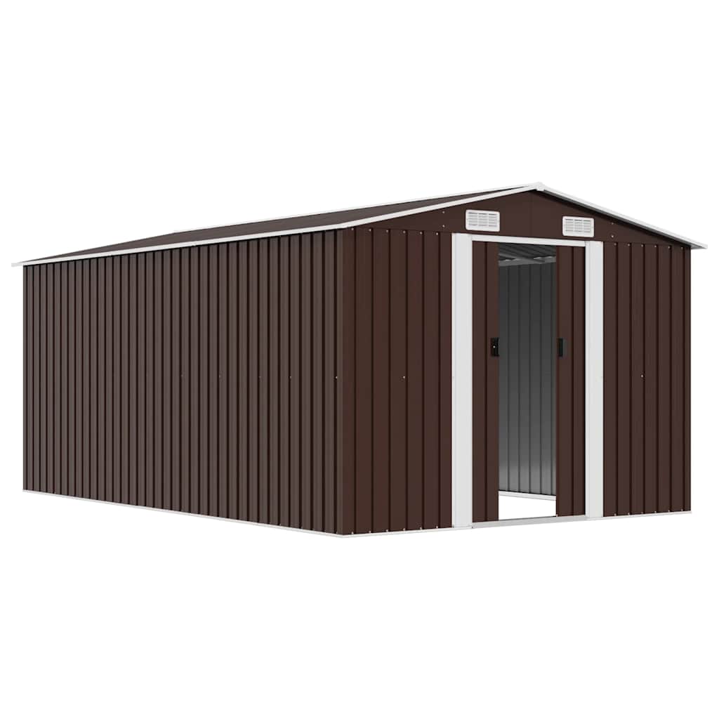 vidaXL Garden Shed 257x392x181 cm Metal Brown 4