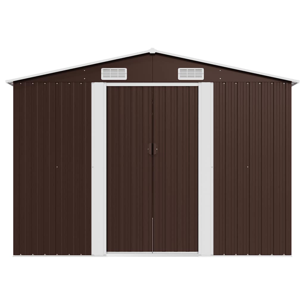 vidaXL Garden Shed 257x392x181 cm Metal Brown 5