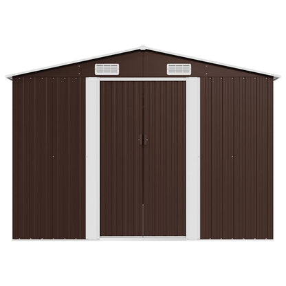 vidaXL Garden Shed 257x392x181 cm Metal Brown 5