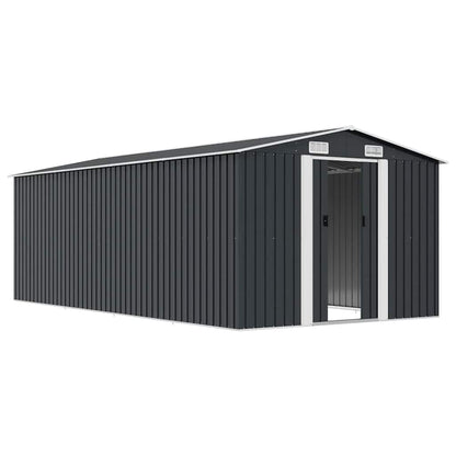 vidaXL Garden Shed 257x489x181 cm Metal Anthracite 4
