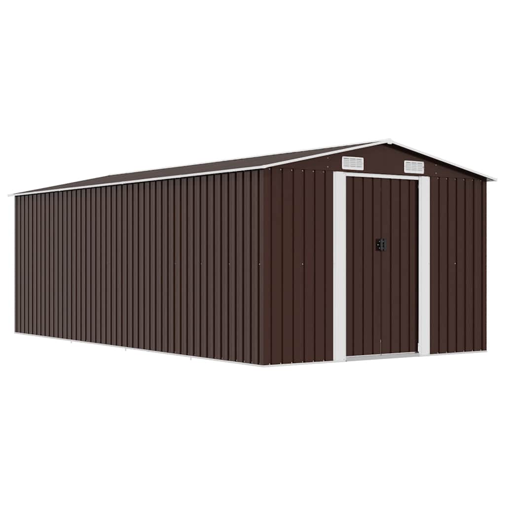 vidaXL Garden Shed 257x489x181 cm Metal Brown 1
