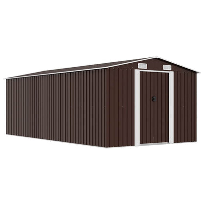 vidaXL Garden Shed 257x489x181 cm Metal Brown 1