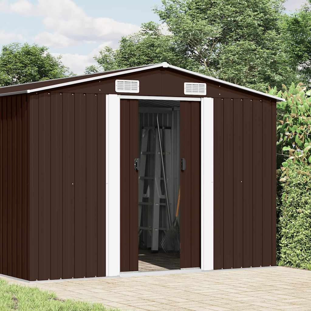 vidaXL Garden Shed 257x489x181 cm Metal Brown 2