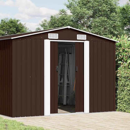 vidaXL Garden Shed 257x489x181 cm Metal Brown 2