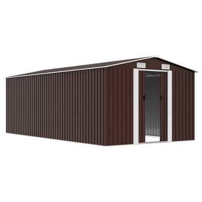 vidaXL Garden Shed 257x489x181 cm Metal Brown 4