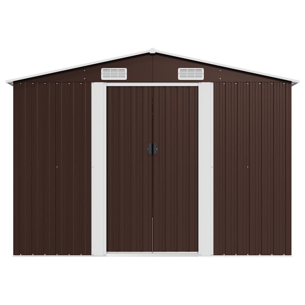vidaXL Garden Shed 257x489x181 cm Metal Brown 5