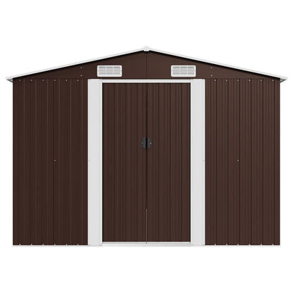 vidaXL Garden Shed 257x489x181 cm Metal Brown 5