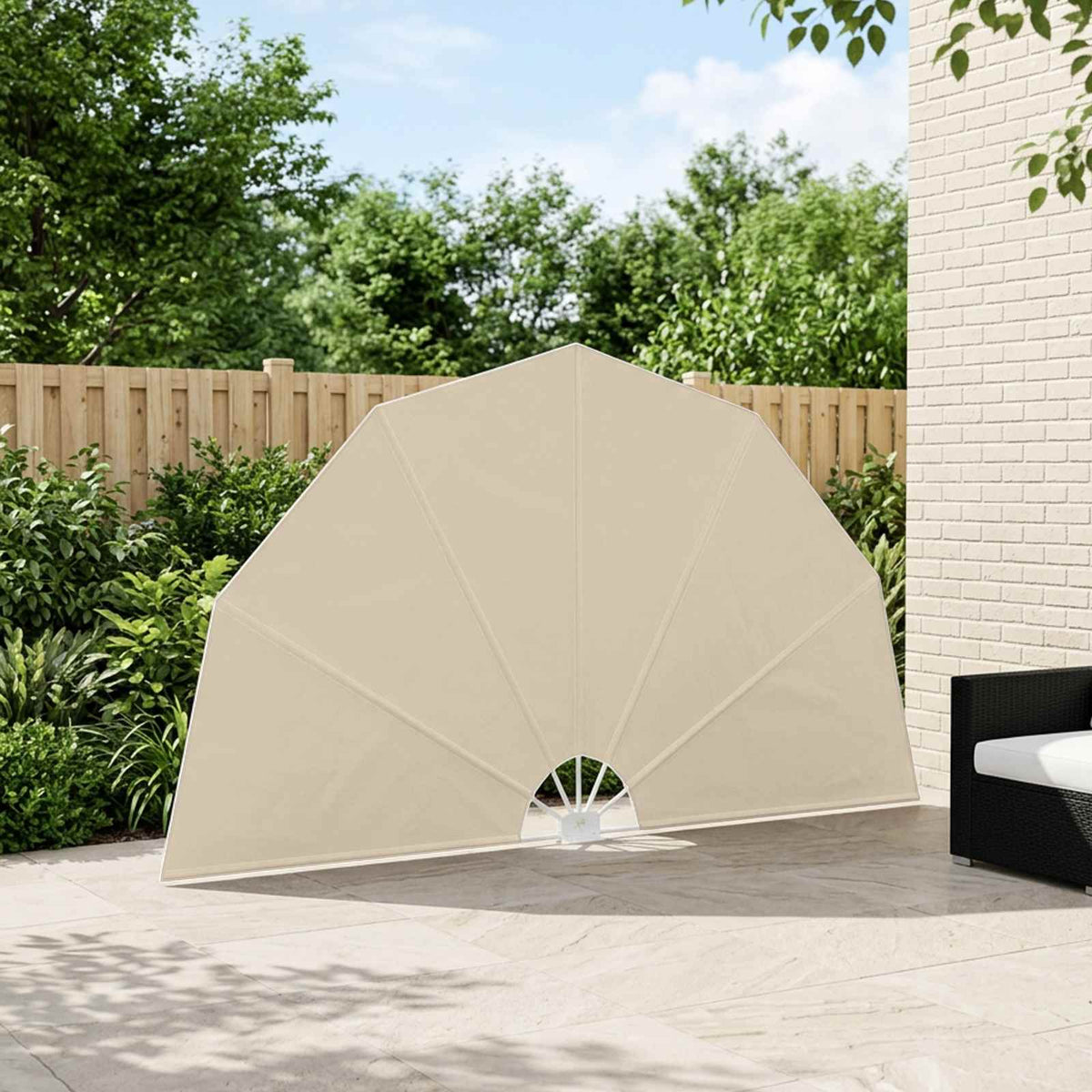 Collapsible Terrace Side Awning Cream 200 cm