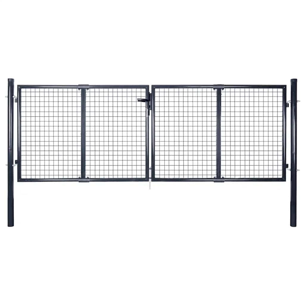 vidaXL Mesh Garden Gate Galvanised Steel Grey